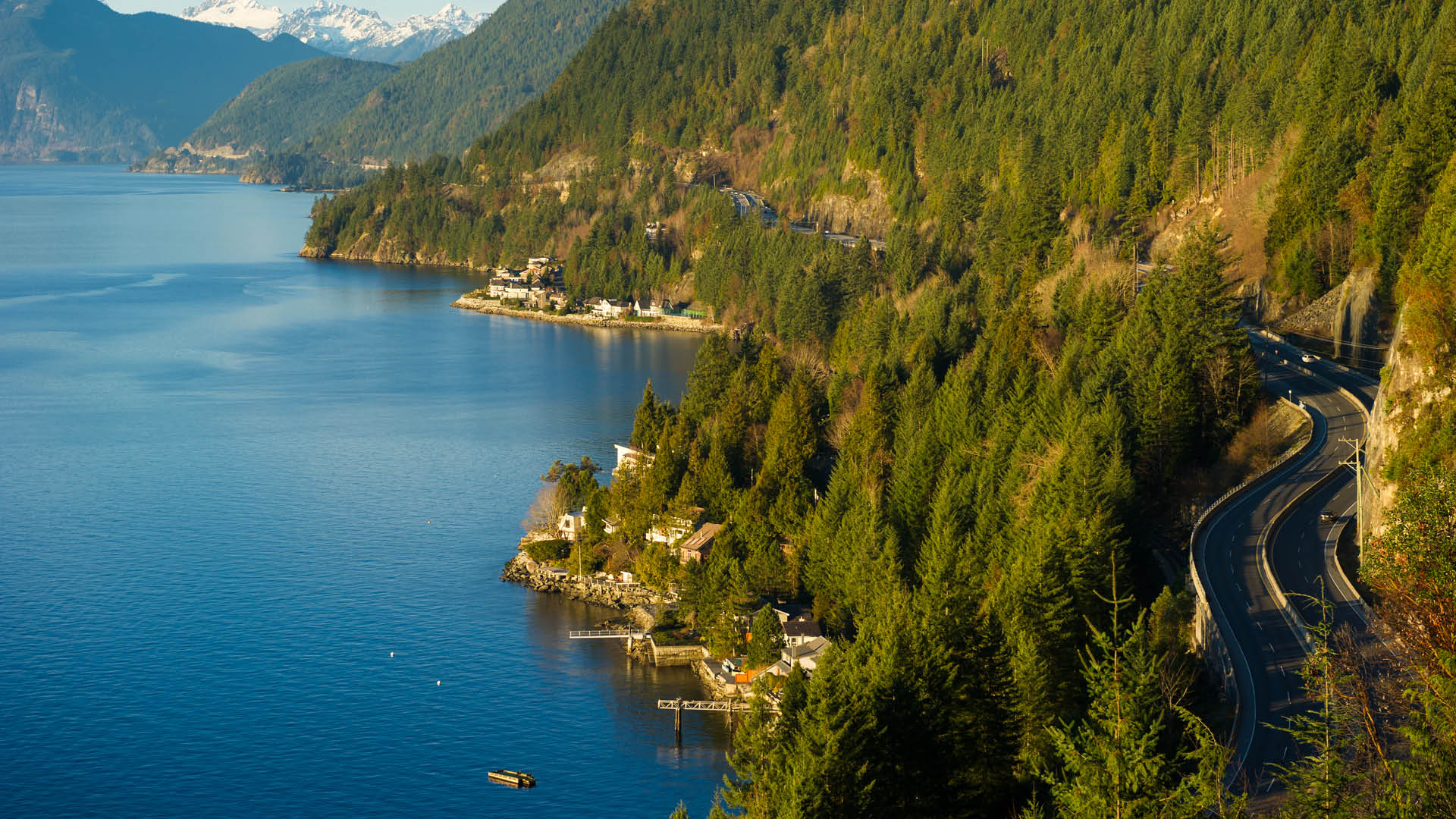 Aerial view of the Sea to Sky highway