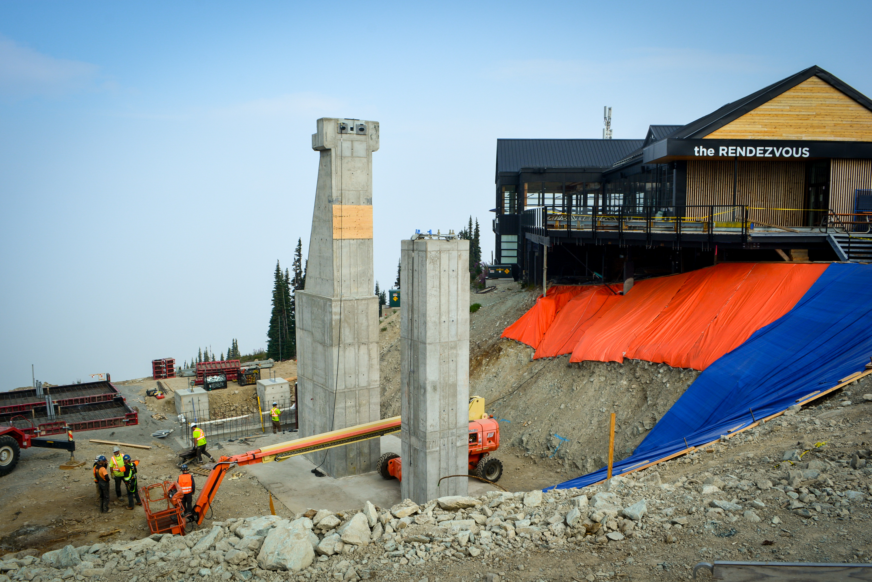 construction at the top of the Blackcomb Gondola